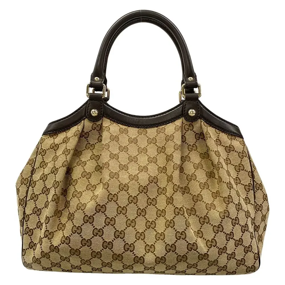 Gucci Sukey, GG Pattern Tote Bag 211944 Beige Dark Brown Jacquard Leather